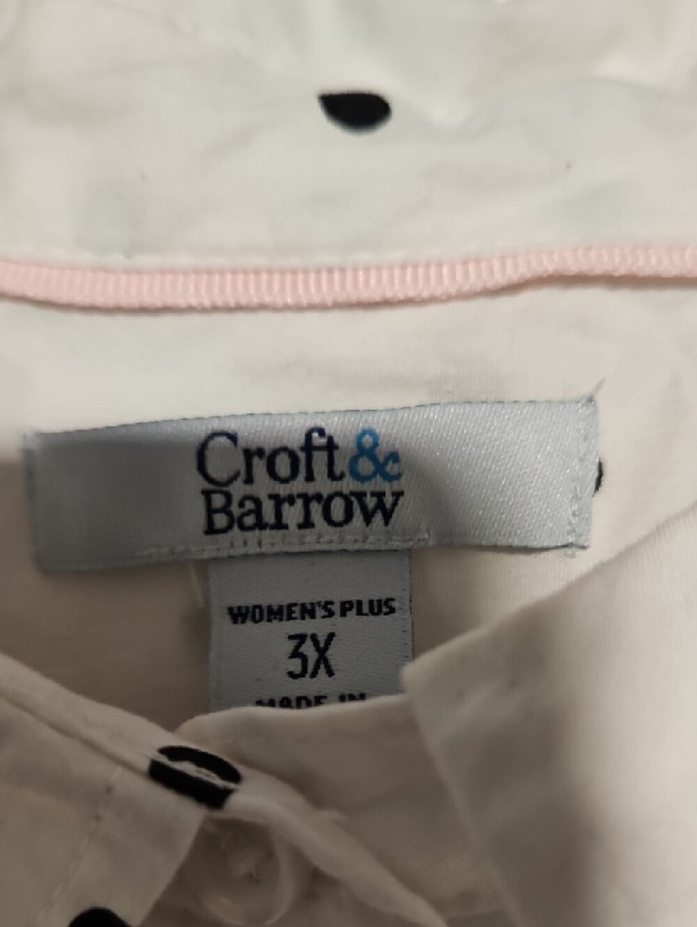 croft & barrow White Button-Down Shirt with Black Polka Dots - Picture 2 of 5
